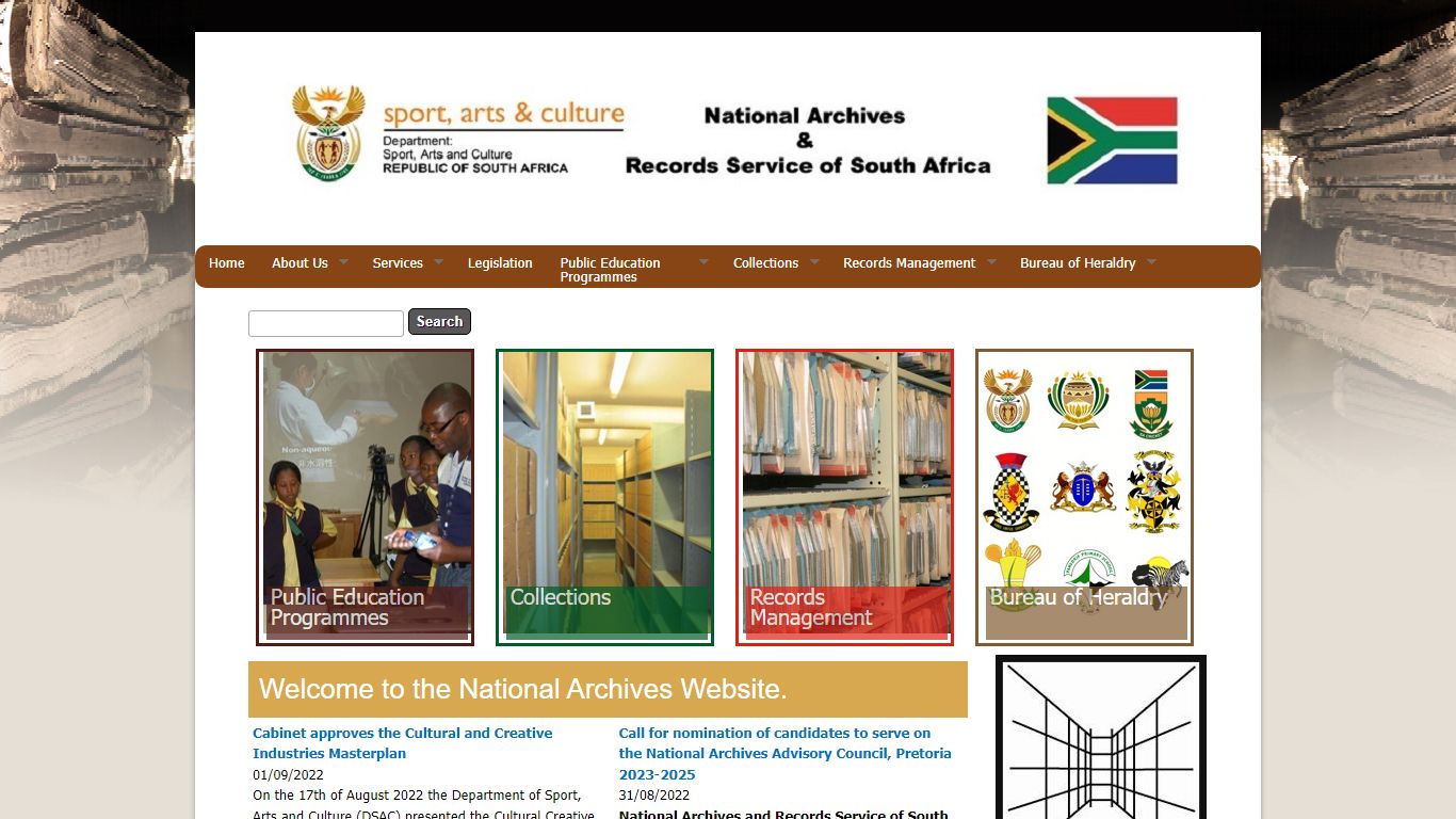 Welcome to the National Archives Website. | NARSSA