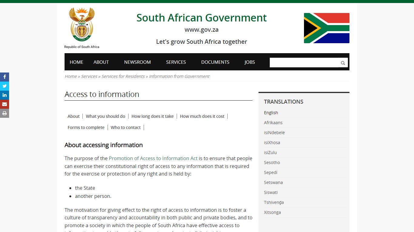 Access to information | South African Government