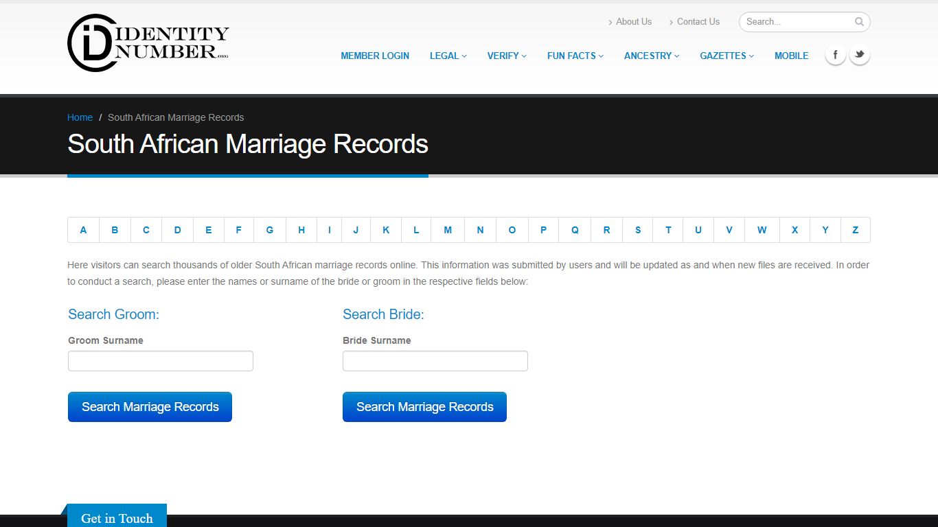 Free South African Marriage Records Online - IdentityNumber.org